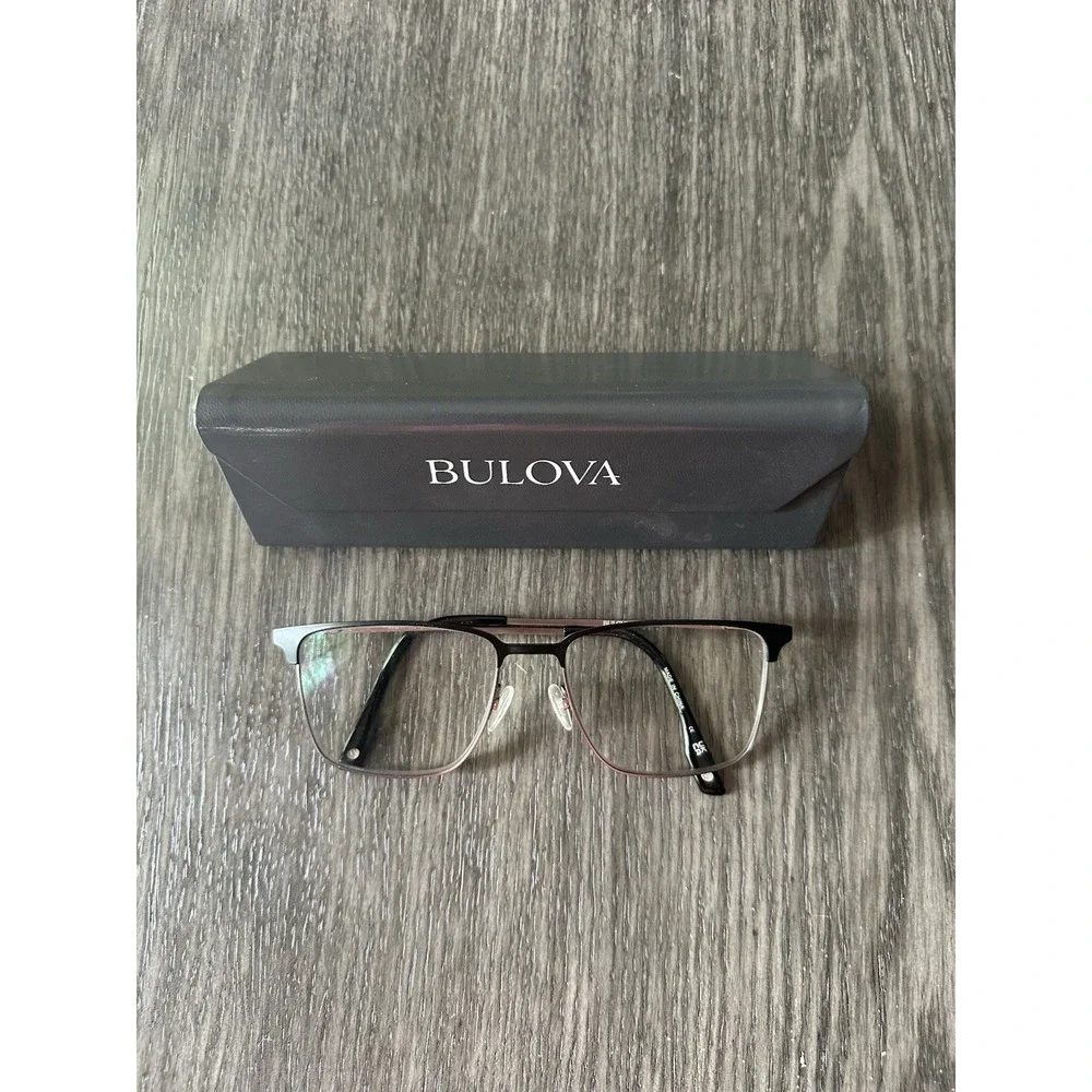 Bulova Eyeglasses, Frames Only, Hoodsport Black 55-17-145 Metal Frames With Case